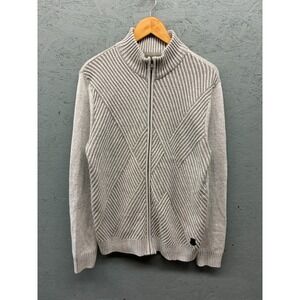 Trash Nouveau Sweater Men's Size L‎ Gray Full Zip Ribbed Cotton Acrylic Jacket